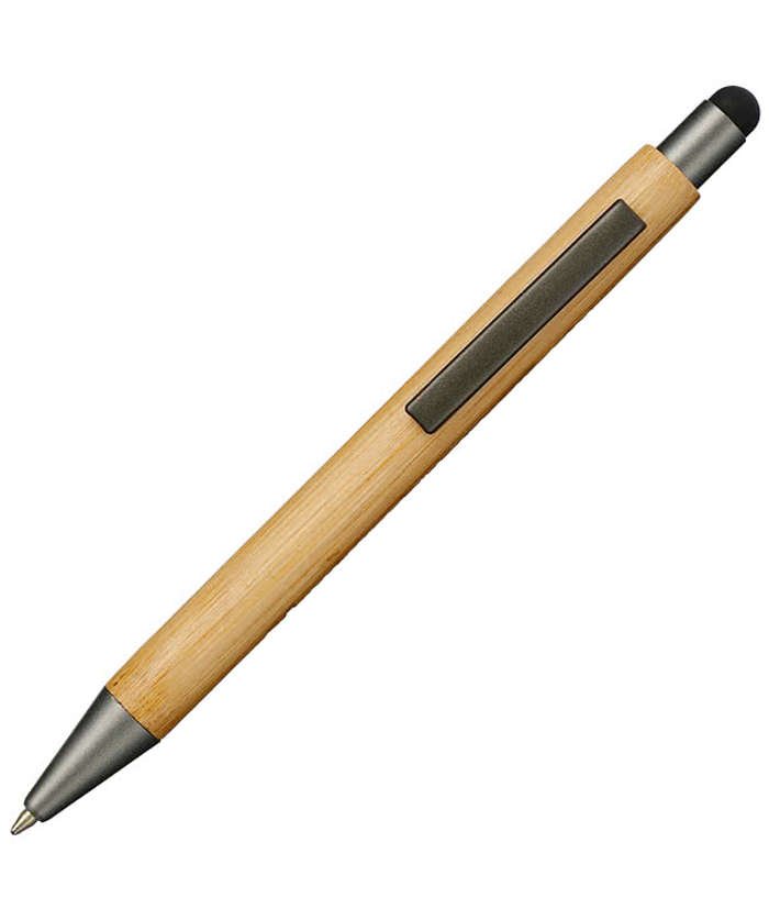 Laser Engraved Bamboo Quick-Dry Gel Ballpoint Stylus Pen - Image 3