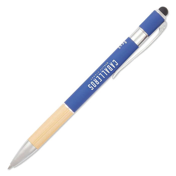 Full Color Recycled Aluminum and Bamboo Ballpoint Stylus Pen