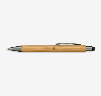 Laser Engraved Bamboo Quick-Dry Gel Ballpoint Stylus Pen - Image 2