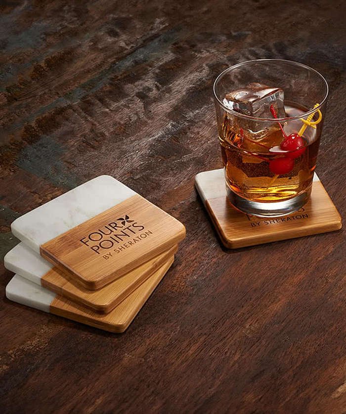 Laser Engraved Marble and Bamboo Coasters - Image 6