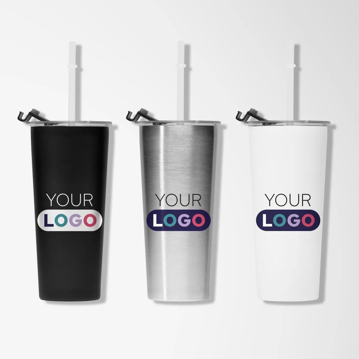 Full Color 22 oz.Ewan Stainless Steel Tumbler with Straw - Image 6