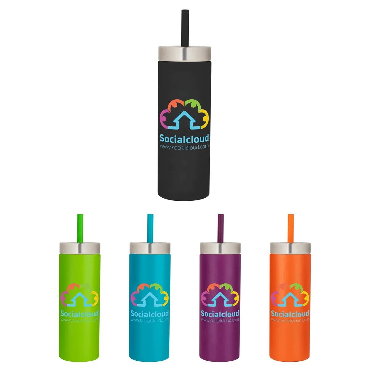 Full Color 22 oz. Coronado Stainless Steel Tumbler with Straw - Image 4