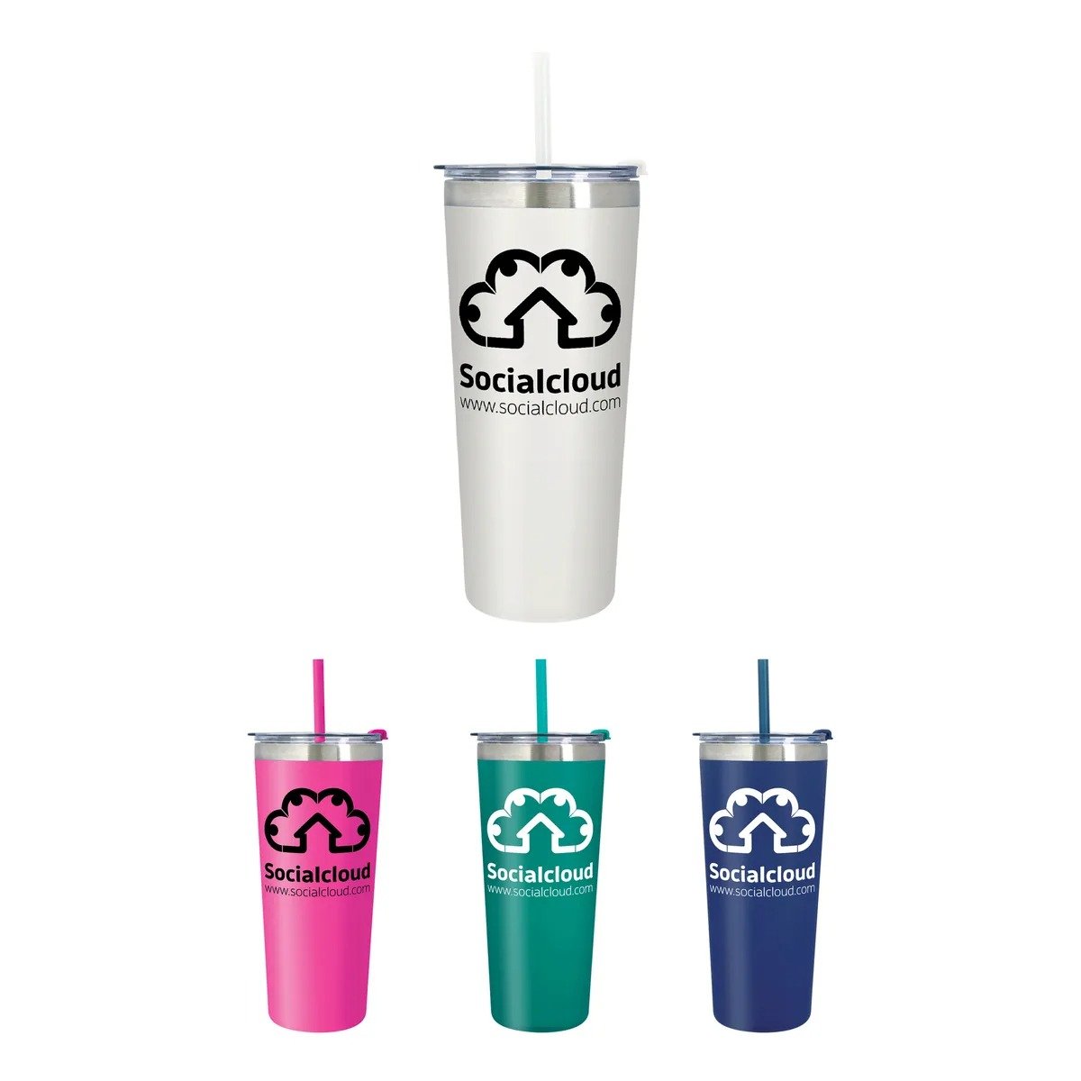 Full Color 22 oz. Stainless Steel Tumbler with Straw - Image 3