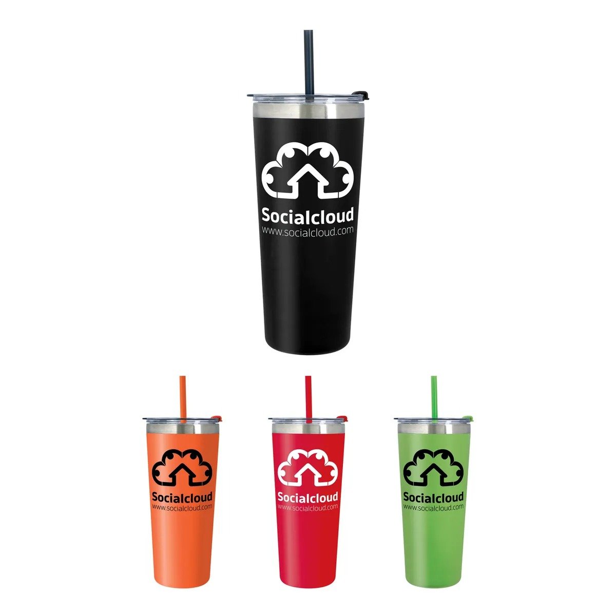 Full Color 22 oz. Stainless Steel Tumbler with Straw - Image 4