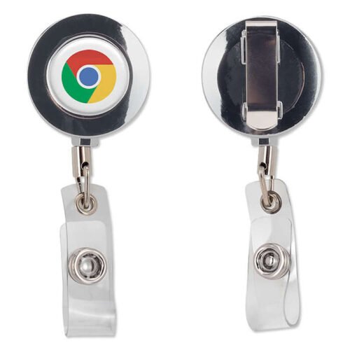 Full Color Metal Retractable Badge Holder with Belt Clip