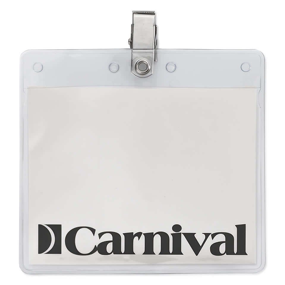 4" x 3" Horizontal Vinyl Badge Pouch with Bulldog Clip