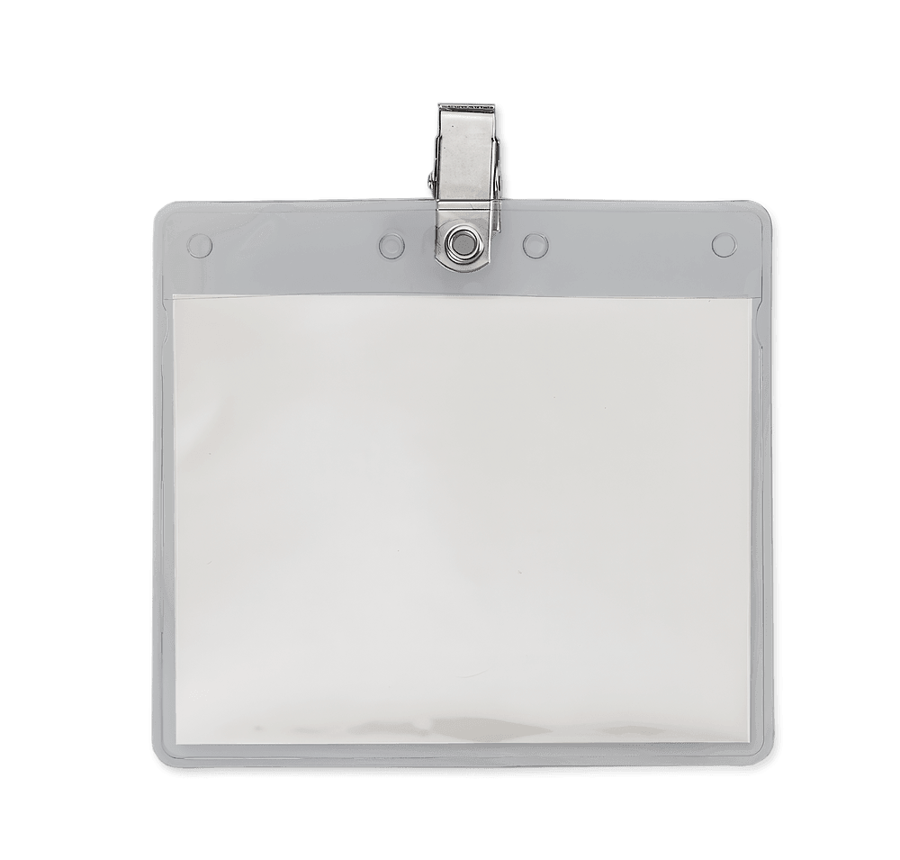 4" x 3" Horizontal Vinyl Badge Pouch with Bulldog Clip - Image 2