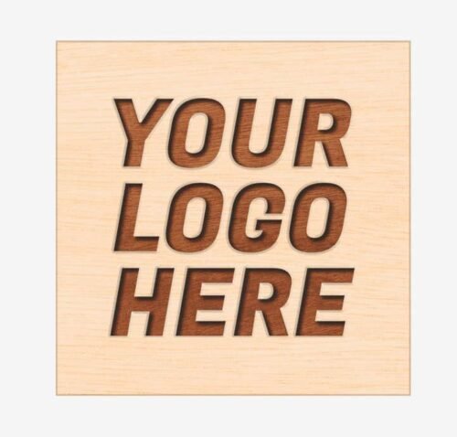 Laser Engraved 1" Square Wood Lapel Pin