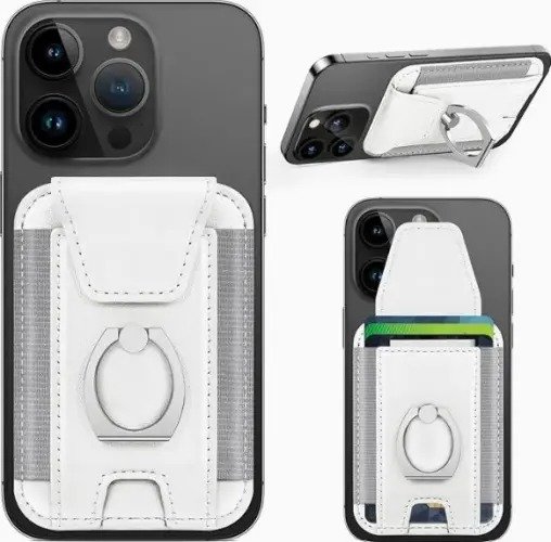 Elastic Leather Slot Phone Wallet with Ring Holder - Image 2
