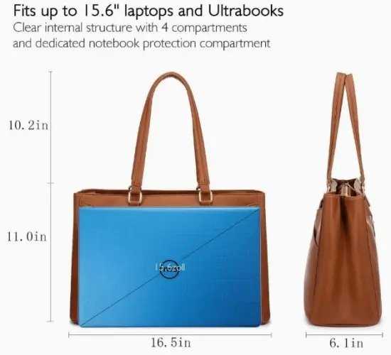 Laptop Tote Bag Waterproof Leather Computer Bags - Image 2
