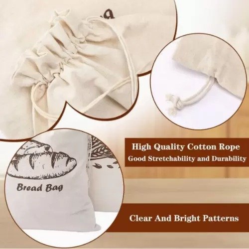 Reusable Cotton Linen Drawstring Bread Bag - Image 2