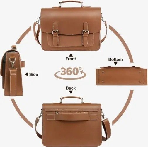 Mens Messenger Leather Laptop Bag - Image 2