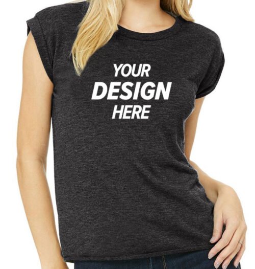 Women's Flowy Muscle T-Shirt with Rolled Cuff