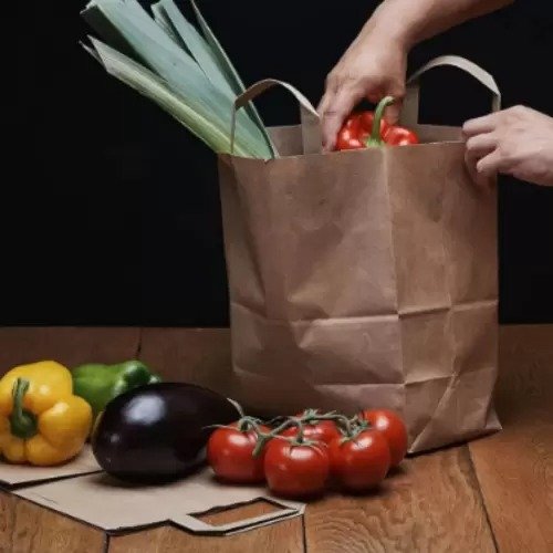 Strong Kraft Paper Shopping Bags with Handles - Image 4