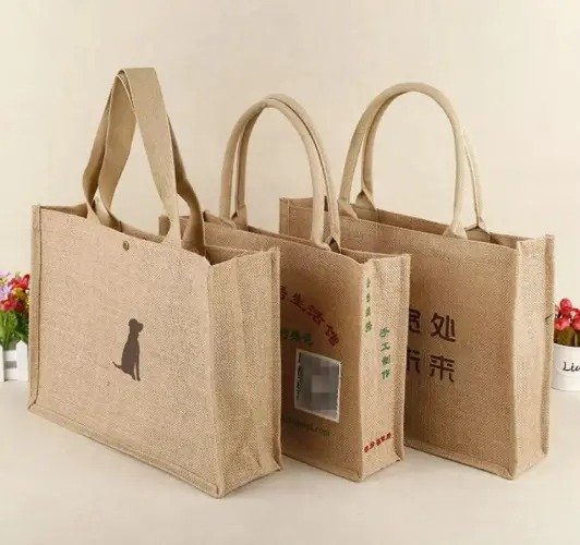 Jute Shopping Promotional Hessian Beach Tote Bag Burlap - Image 3