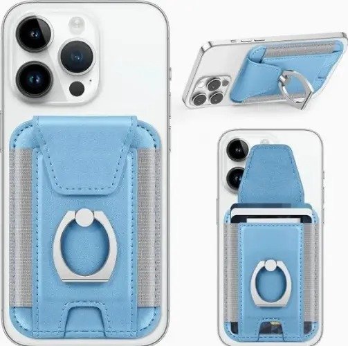 Elastic Leather Slot Phone Wallet with Ring Holder - Image 4