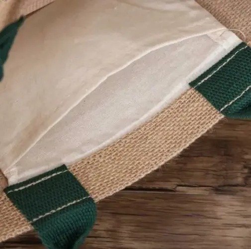 Aveco Linen Jute Burlap Fashionable Handle Tote Bag - Image 4