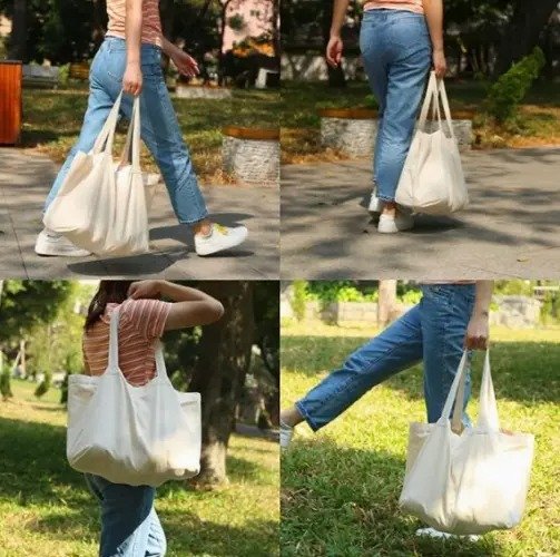 White Jumbo Heavy Duty Thick Cotton Tote Bag - Image 4