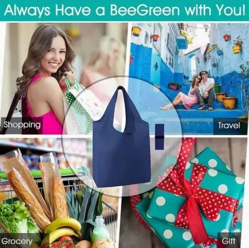 Storage Bags Nylon Polyester Folding Shopping Tote Bag - Image 4