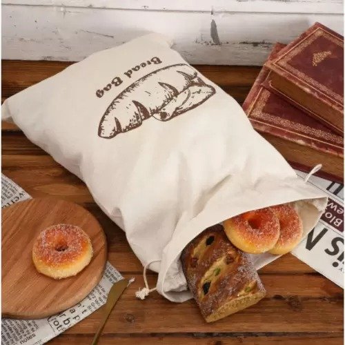 Reusable Cotton Linen Drawstring Bread Bag - Image 3