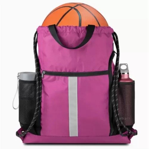 Drawstring Gym Bag with Shoe Compartment - Image 3