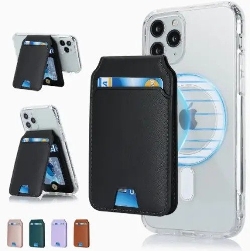 Leather Magnetic Cell Phone Card Holder Wallet Phone - Image 4