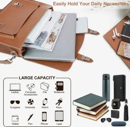 Mens Messenger Leather Laptop Bag - Image 4