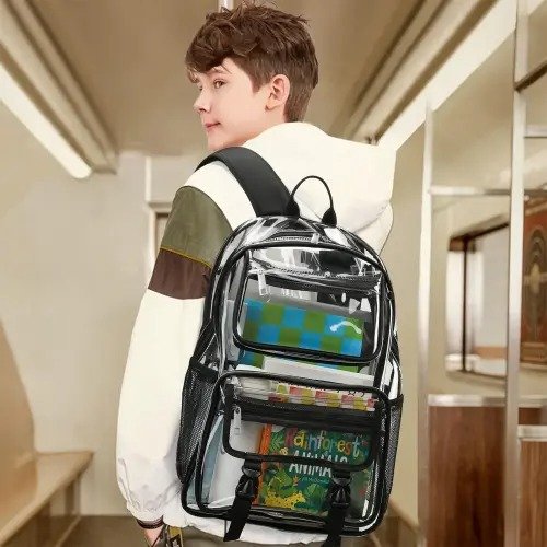 Large Heavy Duty Clear Book Backpack - Image 4