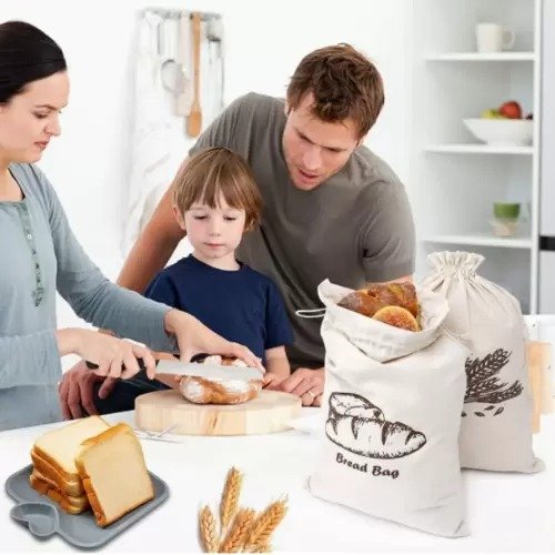 Reusable Cotton Linen Drawstring Bread Bag - Image 4