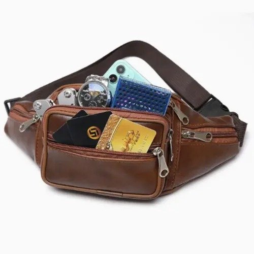 PU Leather Waist Bag Fanny Pack Sport Travel Bags - Image 3