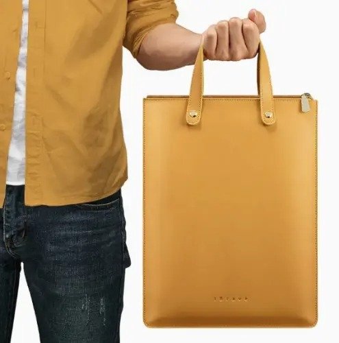Waterproof Genuine Leather Briefcase Laptop Sleeve Bag - Image 4