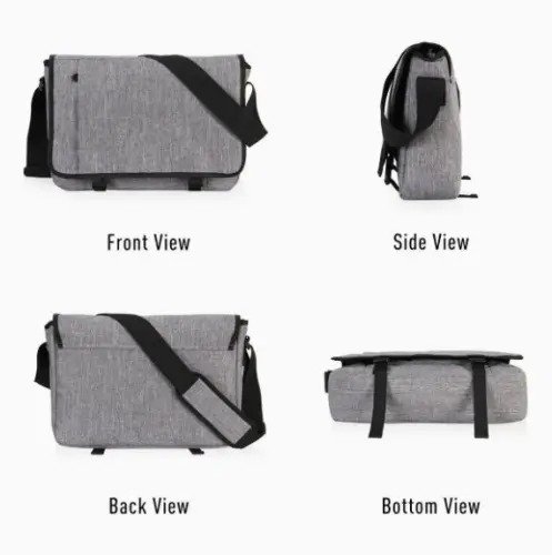 Light Gray Laptop Briefcase Messenger Bag - Image 3