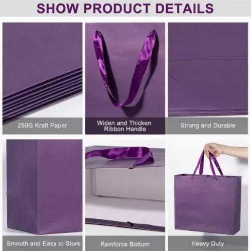 Heavy Duty Kraft Paper Bag with Ribbon Handles - Image 4