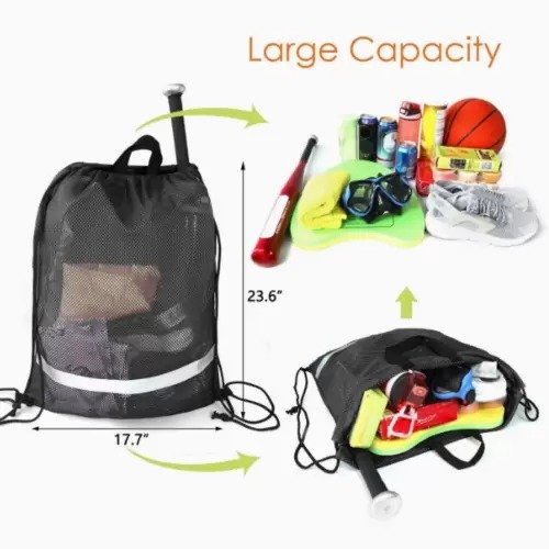Mesh Drawstring Beach Backpack Bag for Sport - Image 5