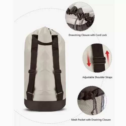 Backpack Shoulder Straps Clothes Hamper Laundry Bag - Image 4