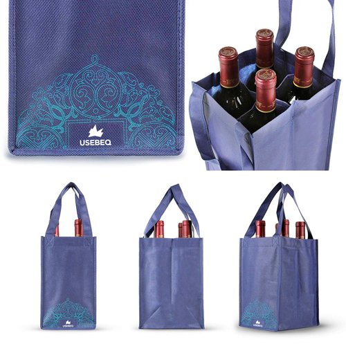 Non-Woven 4 Bottle Wine Tote Bag - Image 4
