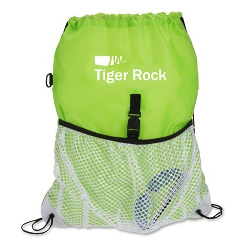 Drawcord Mesh Pocket Drawstring Bag - Image 4