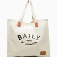 Zipper Shopping Cotton Tote Bag Custom Printed Logo
