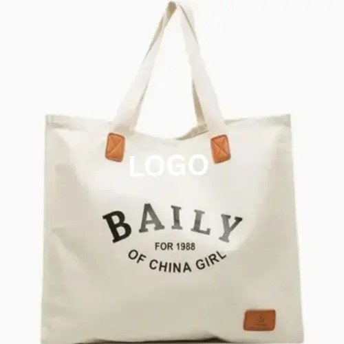 Zipper Shopping Cotton Tote Bag Custom Printed Logo