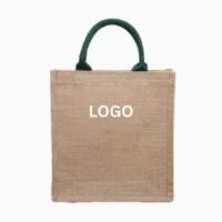 Aveco Linen Jute Burlap Fashionable Handle Tote Bag