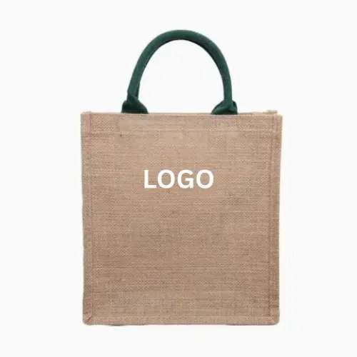 Aveco Linen Jute Burlap Fashionable Handle Tote Bag