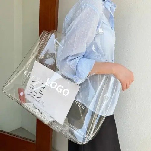 Transparent Reusable PVC Tote Bags with Custom Logo - Image 4
