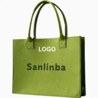 Avocado Green Colorful Felt Shopping Tote Bag