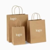 Custom Logo Printing Handle Rope Kraft Gift Bags
