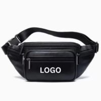 Business Sheepskin Cross Body Bag Leather Fanny Pack