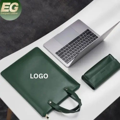 Waterproof Genuine Leather Briefcase Laptop Sleeve Bag