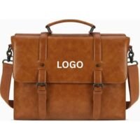 Waterproof Leather Messenger Bag Leather Laptop Briefcase