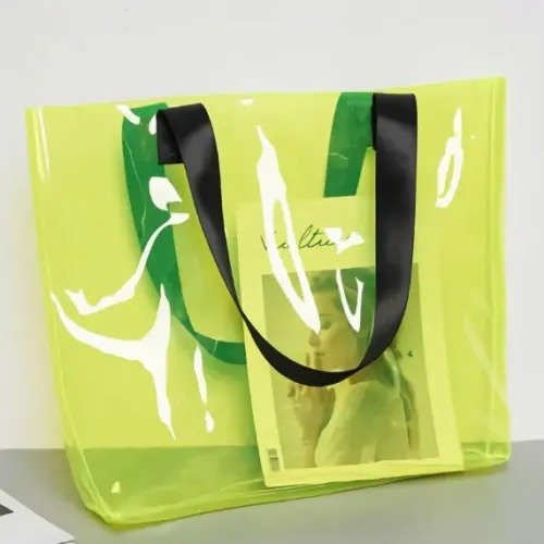Transparent Reusable PVC Tote Bags with Custom Logo - Image 3