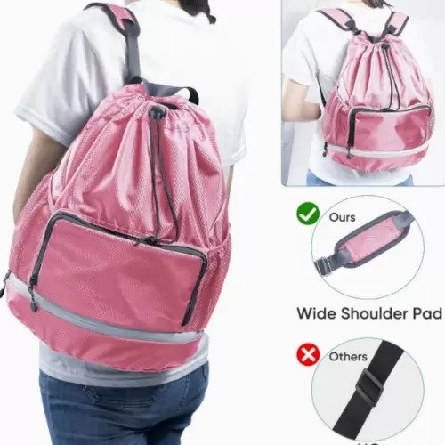 Swim Beach Large Capacity Drawstring Backpack Bag - Image 3