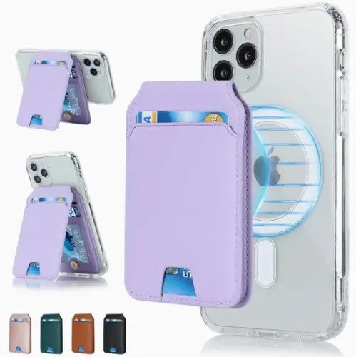 Leather Magnetic Cell Phone Card Holder Wallet Phone - Image 2